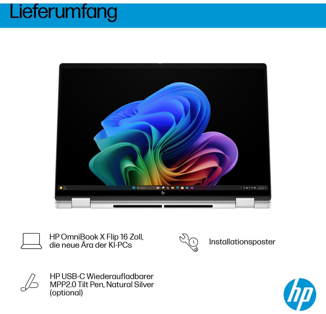 Glacier Silver HP OmniBook X Flip 16-as0054ng Laptop - Intel® Core™ Ultra 5-226V - 16GB - 512GB SSD - Intel® Intel Arc Graphics.8