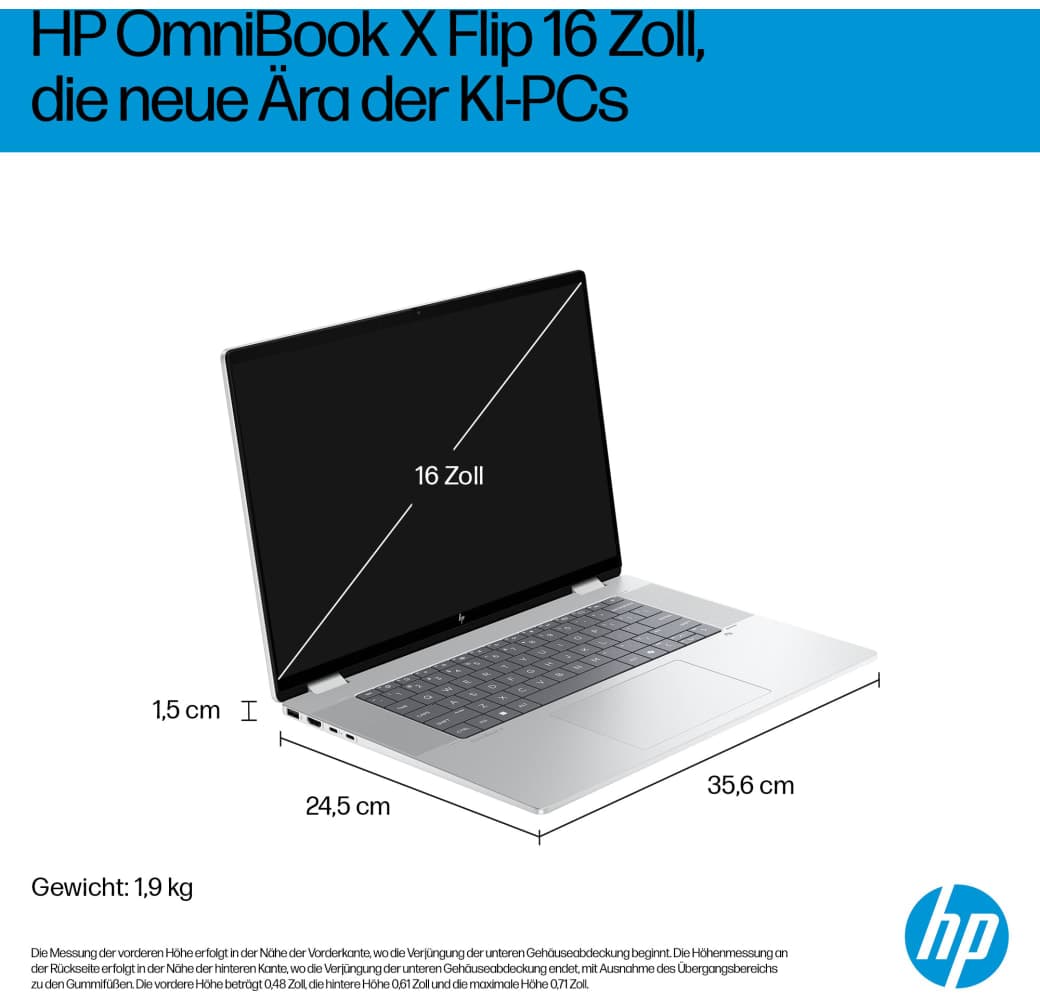 Glacier Silver HP OmniBook X Flip 16-as0054ng Laptop - Intel® Core™ Ultra 5-226V - 16GB - 512GB SSD - Intel® Intel Arc Graphics.9