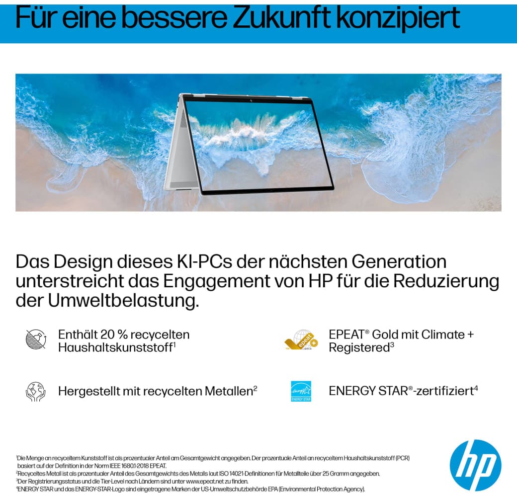 Glacier Silver HP OmniBook X Flip 16-as0054ng Laptop - Intel® Core™ Ultra 5-226V - 16GB - 512GB SSD - Intel® Intel Arc Graphics.10