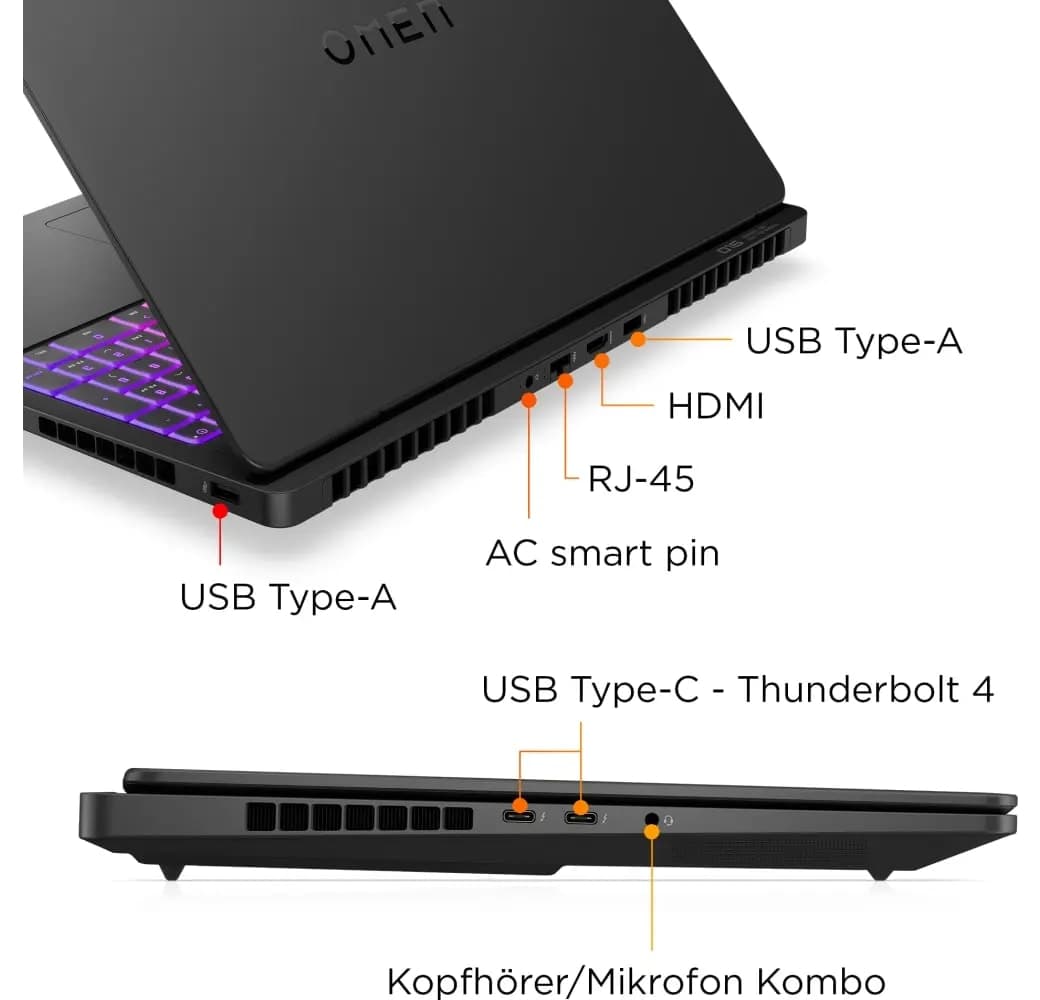 Shadow Black HP OMEN Max 16-ah0095ng Gaming Laptop - Intel® Core™ Ultra 9-275HX - 32GB - 1TB SSD - NVIDIA® GeForce® RTX™ 5080.9