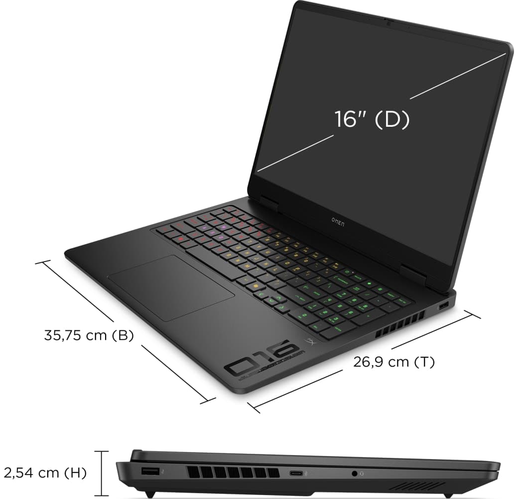 Black HP Omen 16 16-ap0091ng Gaming Notebook - AMD Ryzen™ 9 8940HX - 16GB - 1TB SSD - NVIDIA® GeForce® RTX™ 5060.7