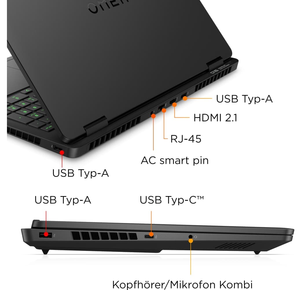 Black HP Omen 16 16-ap0091ng Gaming Notebook - AMD Ryzen™ 9 8940HX - 16GB - 1TB SSD - NVIDIA® GeForce® RTX™ 5060.8