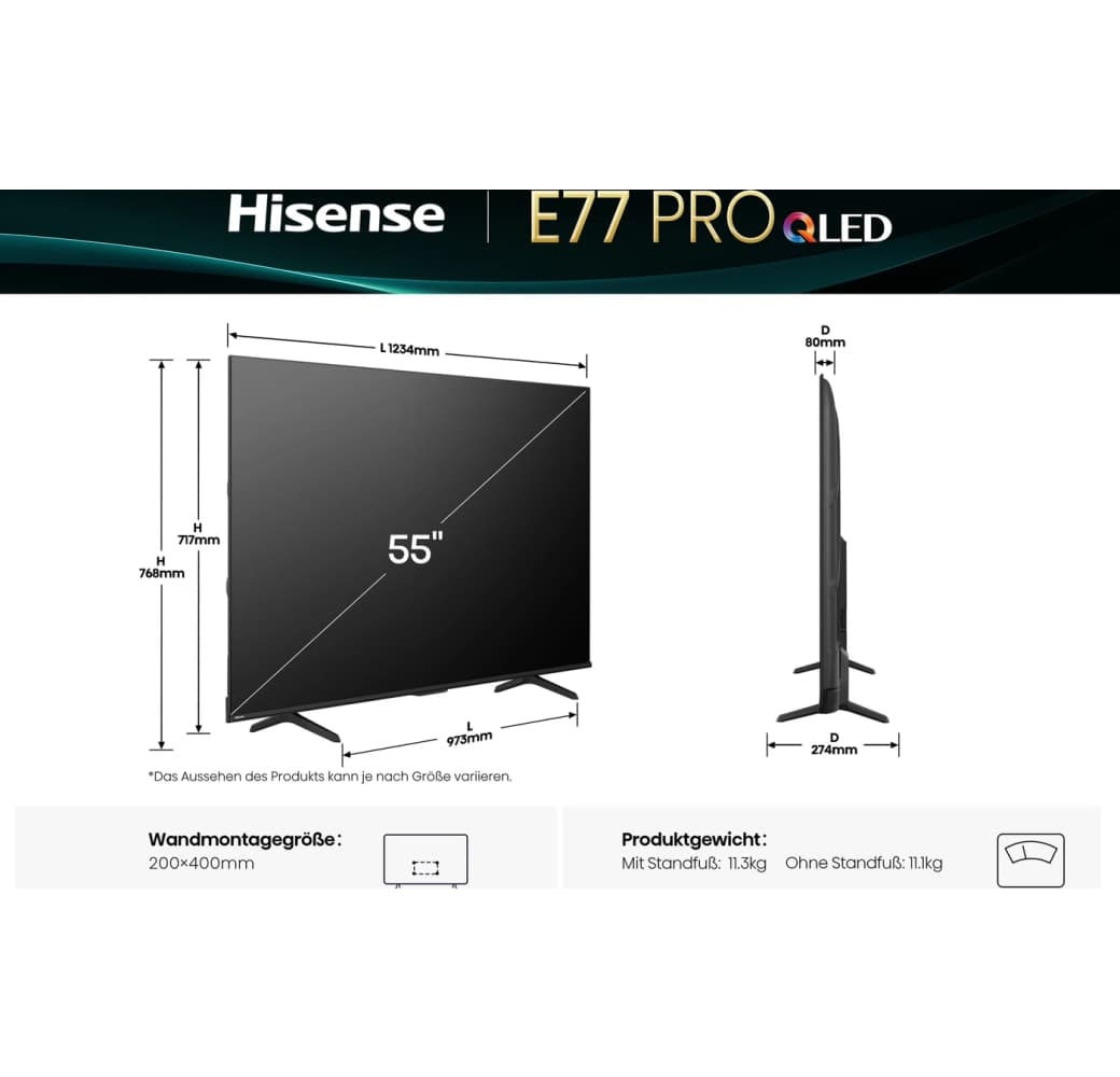 Black Hisense 55E77Q Pro - TV 55" QLED 4K.2