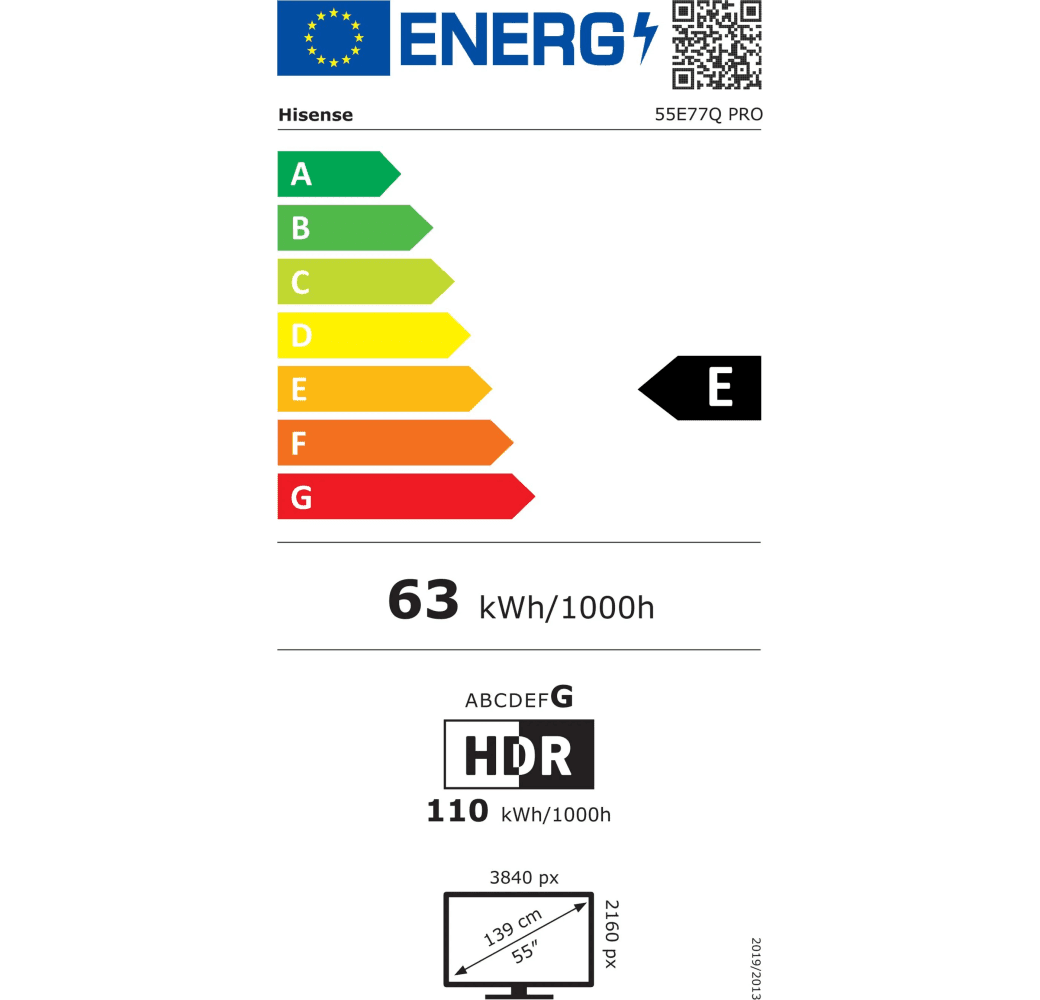 Black Hisense 55E77Q Pro - TV 55" QLED 4K.10