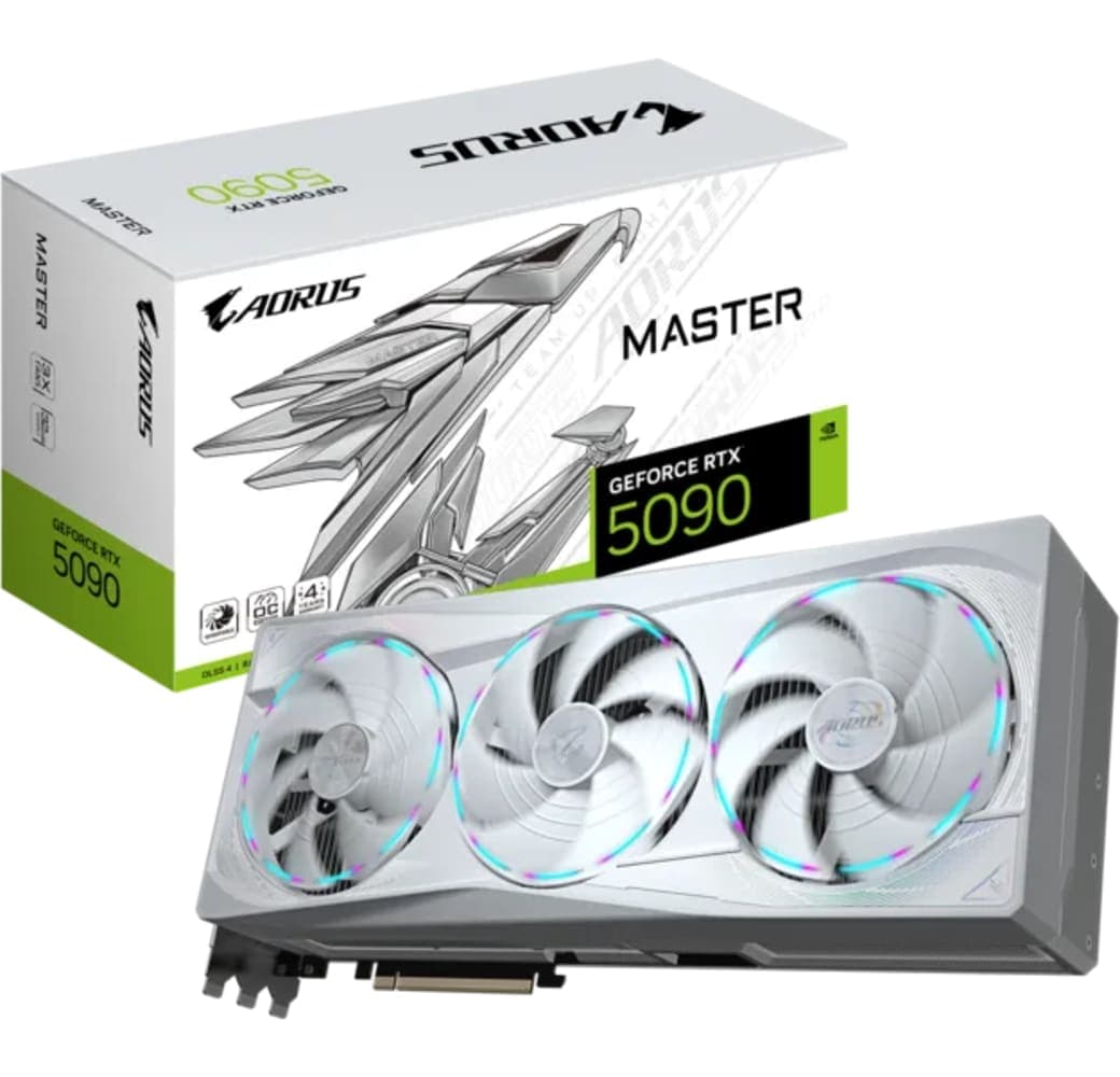 White Gigabyte RTX 5090 AORUS Master ICE 32GB GDDR7 Graphics Card.1