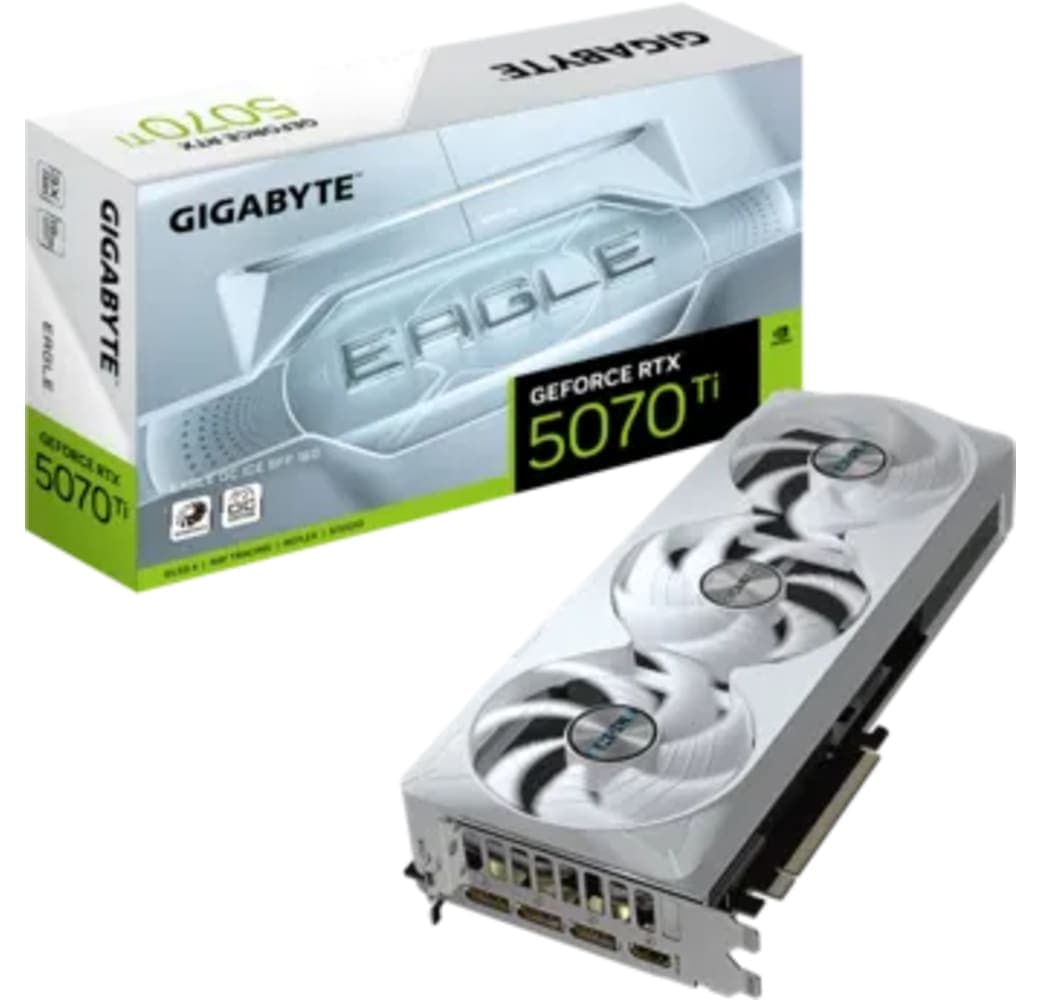 White Gigabyte GeForce RTX 5070 Ti EAGLE OC ICE 16GB GDDR7 Graphics Card.1