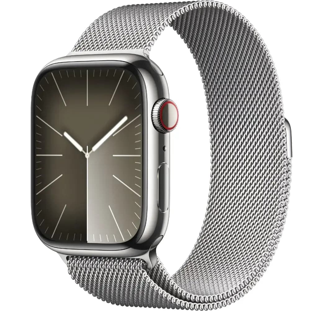 Silver Apple Watch Series 9 GPS + Cellular, Stainless Steel Case, 45mm.1