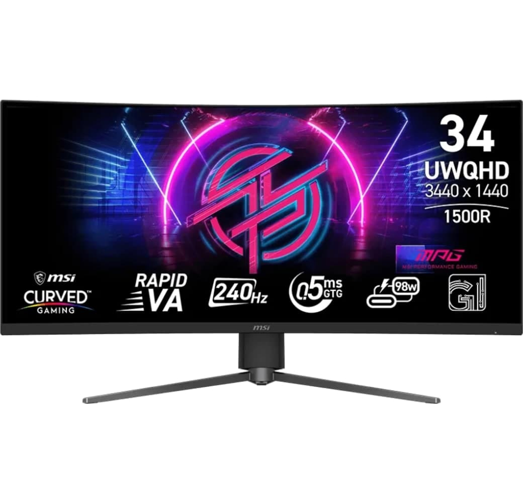 Black MSI MPG 346CQRFDE X24 Display - 34" - UWQHD (3440 x 1440) - 9S6-3DD94M-002.1