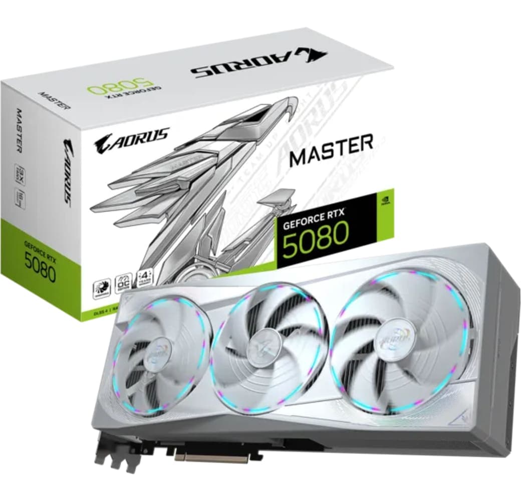 White Gigabyte GeForce RTX 5080 Aorus MASTER ICE 16G Graphic Card.1