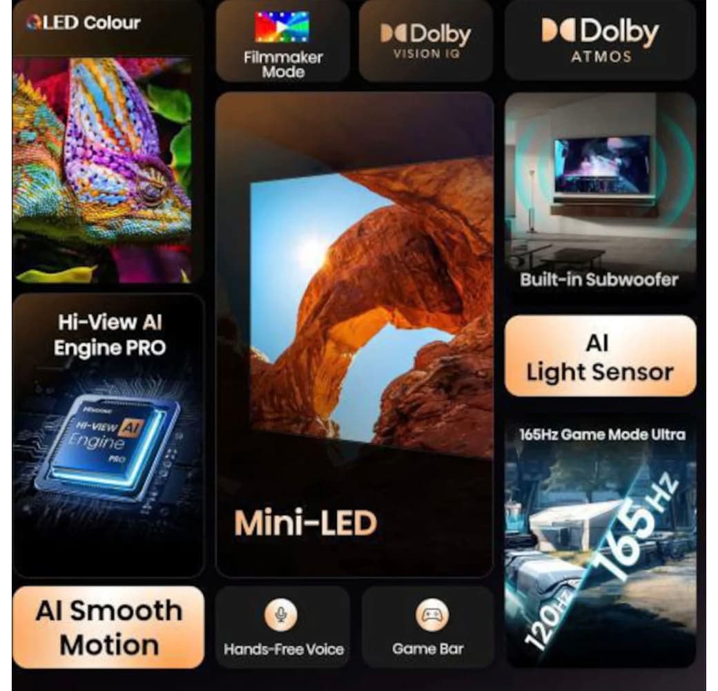 Black Hisense 75U7Q 75" UHD Mini LED Smart TV.8