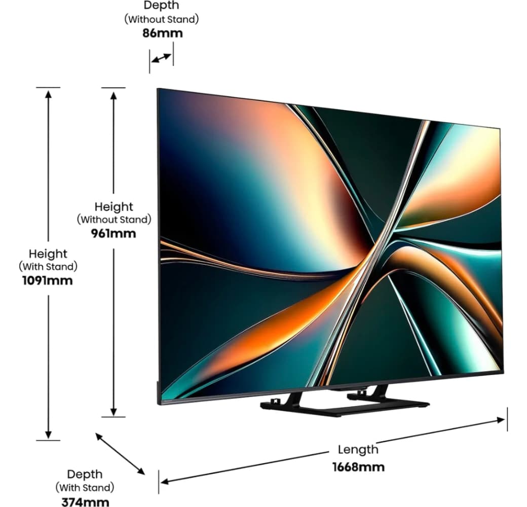 Black Hisense 75U7Q 75" UHD Mini LED Smart TV.9