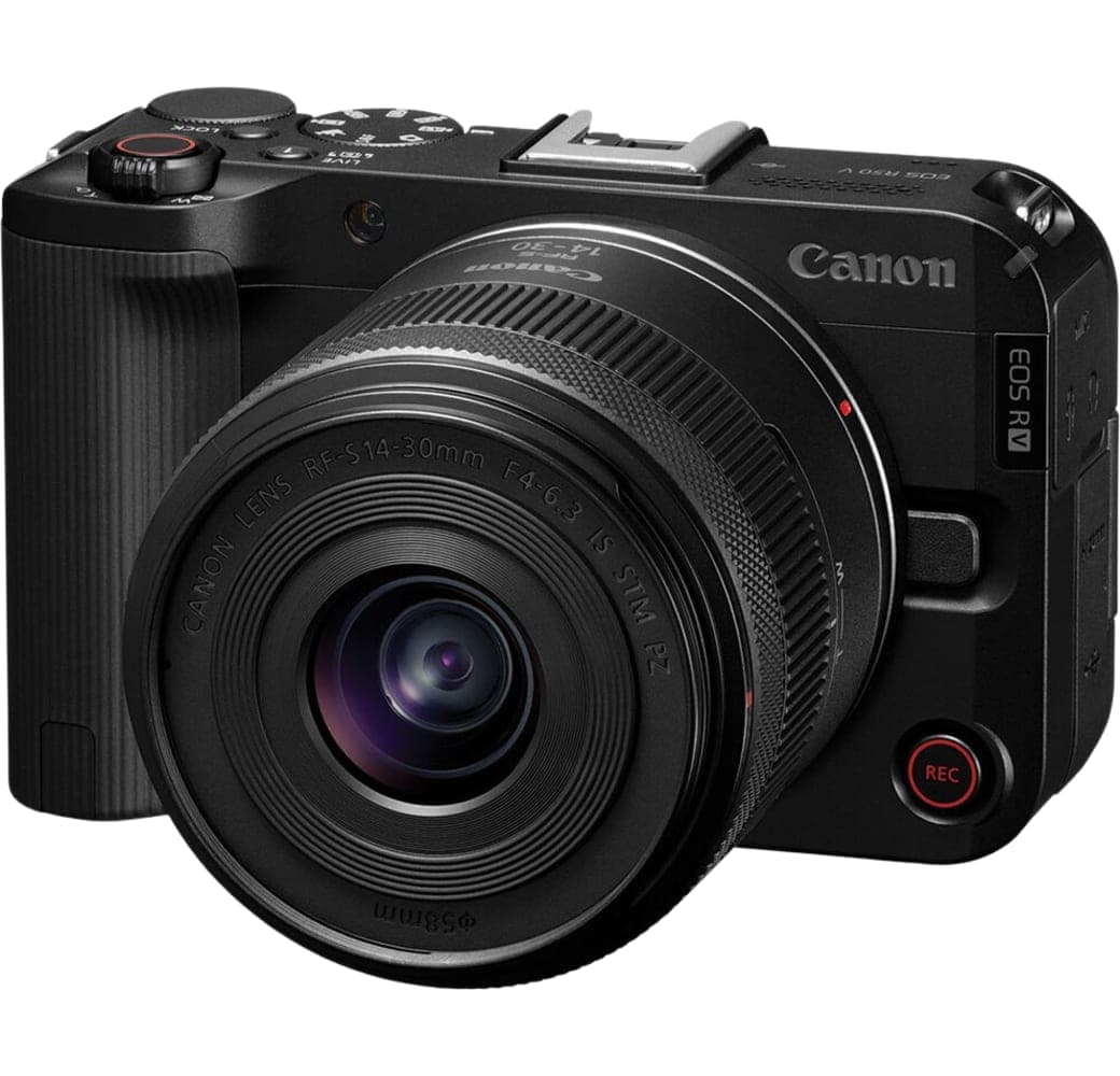 Negro Canon EOS R50 V + RF-S 14-30mm f/4-6.3 IS STM PZ.1