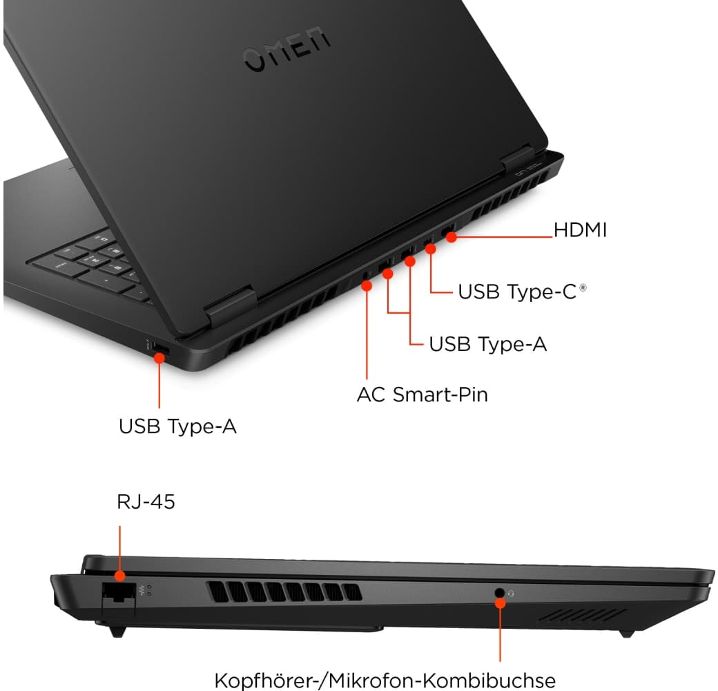 Schwarz HP Omen 17-db1077ng Laptop - AMD Ryzen™ 7 AI 350 - 24 GB - 512 GB SSD - NVIDIA® GeForce® RTX™ 5070 - Deutsch (QWERTZ).7