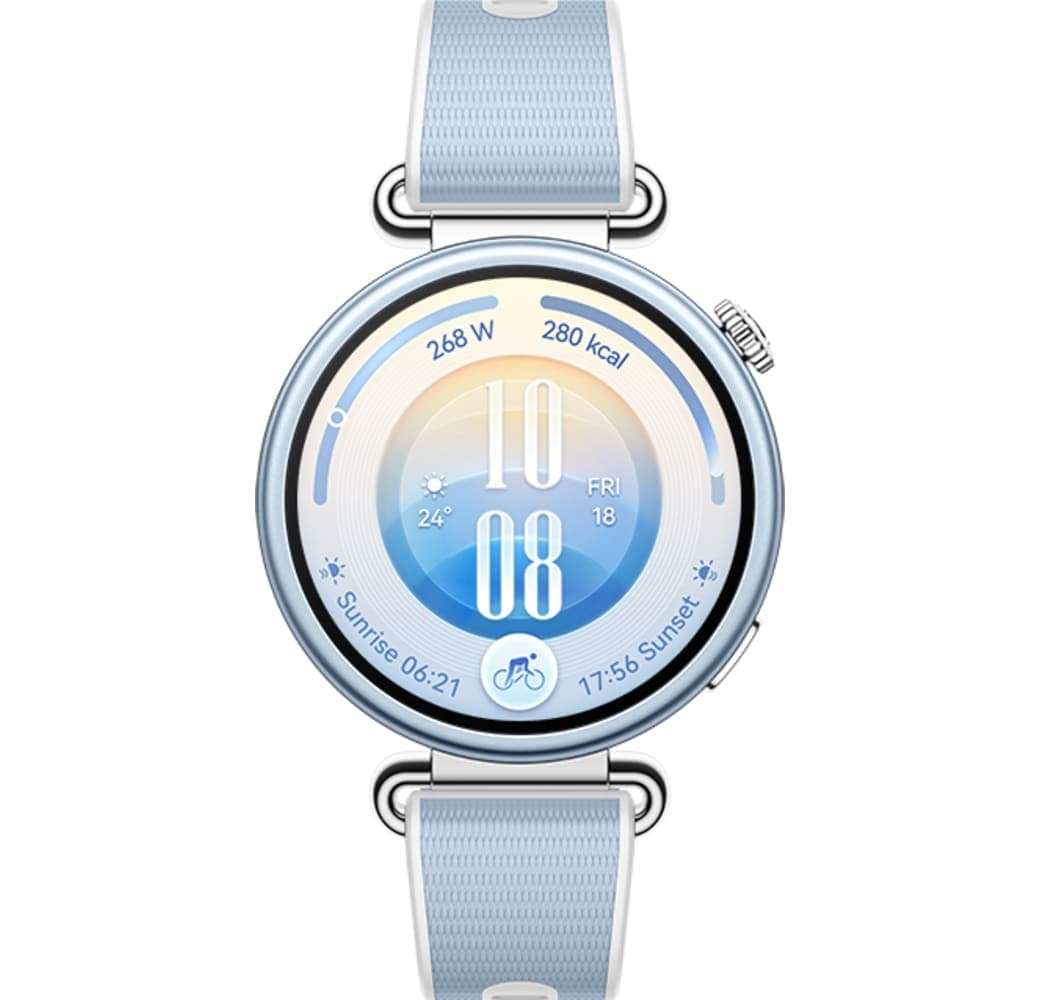 Blau Huawei WATCH GT 7 Smartwatch, Edelstahl-Frontgehäuse, schwarze Kunststoffrückseite, 41 mm.2