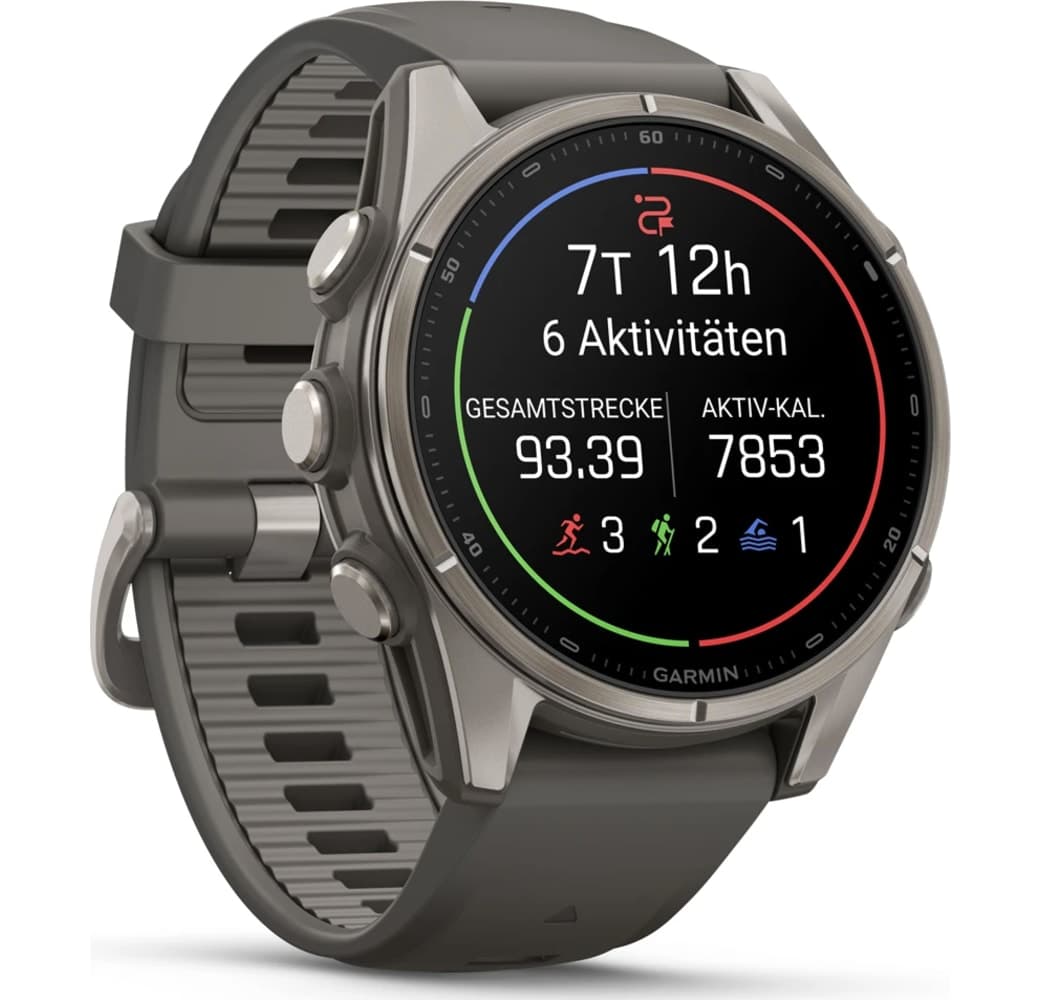 Kieselgrau Garmin Fenix 9 Smartwatch, Gehäuse aus faserverstärktem Polymer mit Titanlünette, 43 mm.3