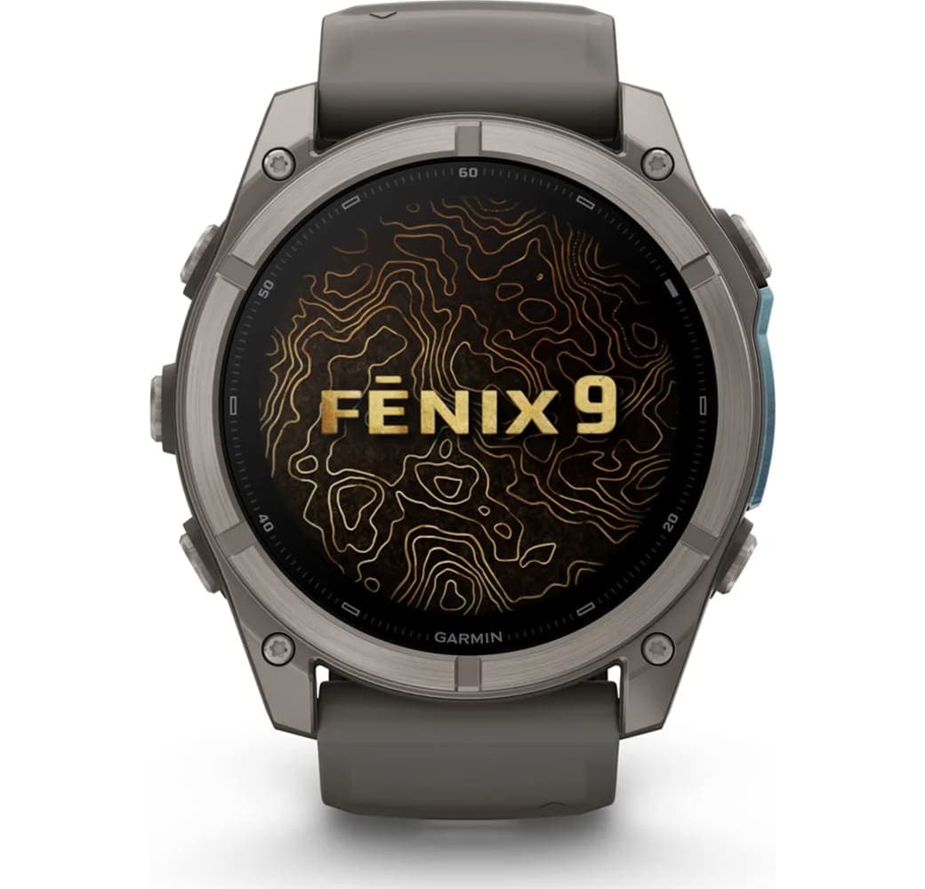 Kieselgrau Garmin Fenix 9 Smartwatch, Gehäuse aus faserverstärktem Polymer mit Titanlünette, 51 mm.2