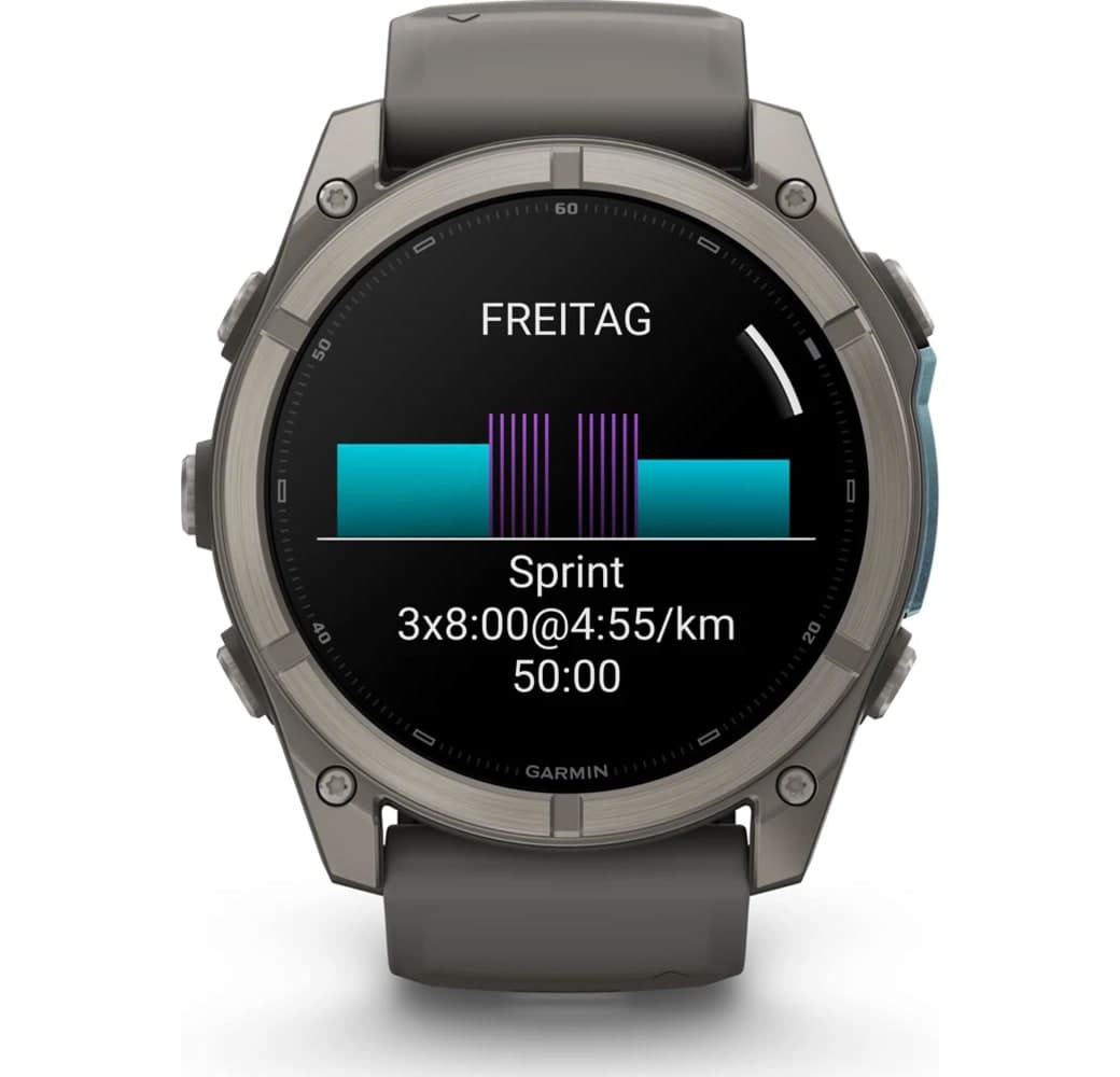 Kieselgrau Garmin Fenix 9 Smartwatch, Gehäuse aus faserverstärktem Polymer mit Titanlünette, 51 mm.9