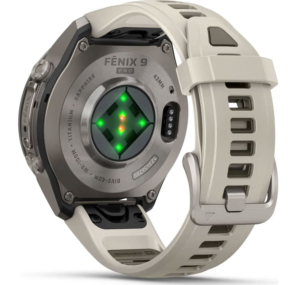 Grauer/Sandstein Garmin Fenix 9 Pro Smartwatch, Titangehäuse, 43 mm.10