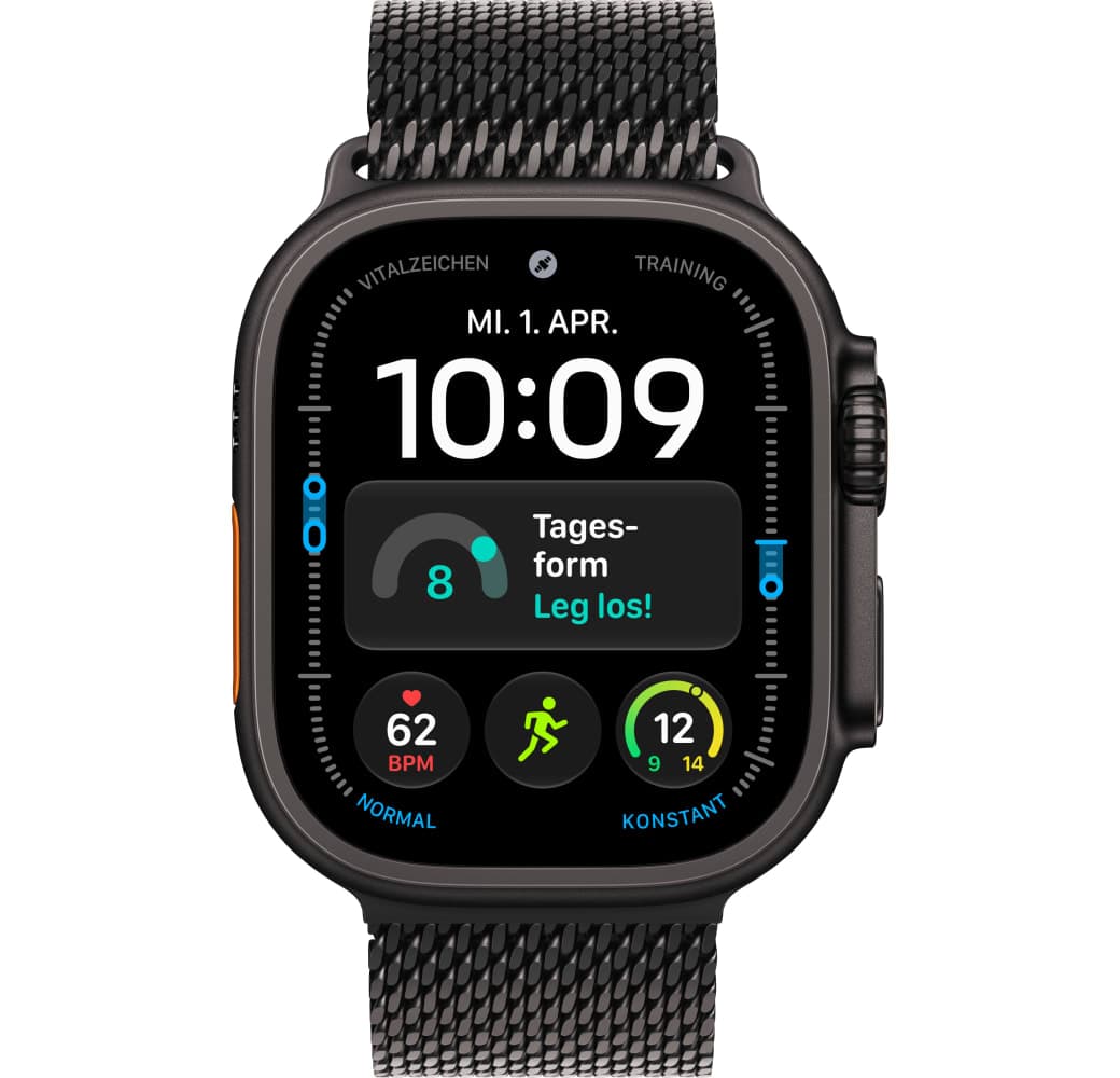 Schwarz Apple Ultra 4 GPS + Cellular, Titangehäuse, Milanaise-Armband L, 49 mm.2