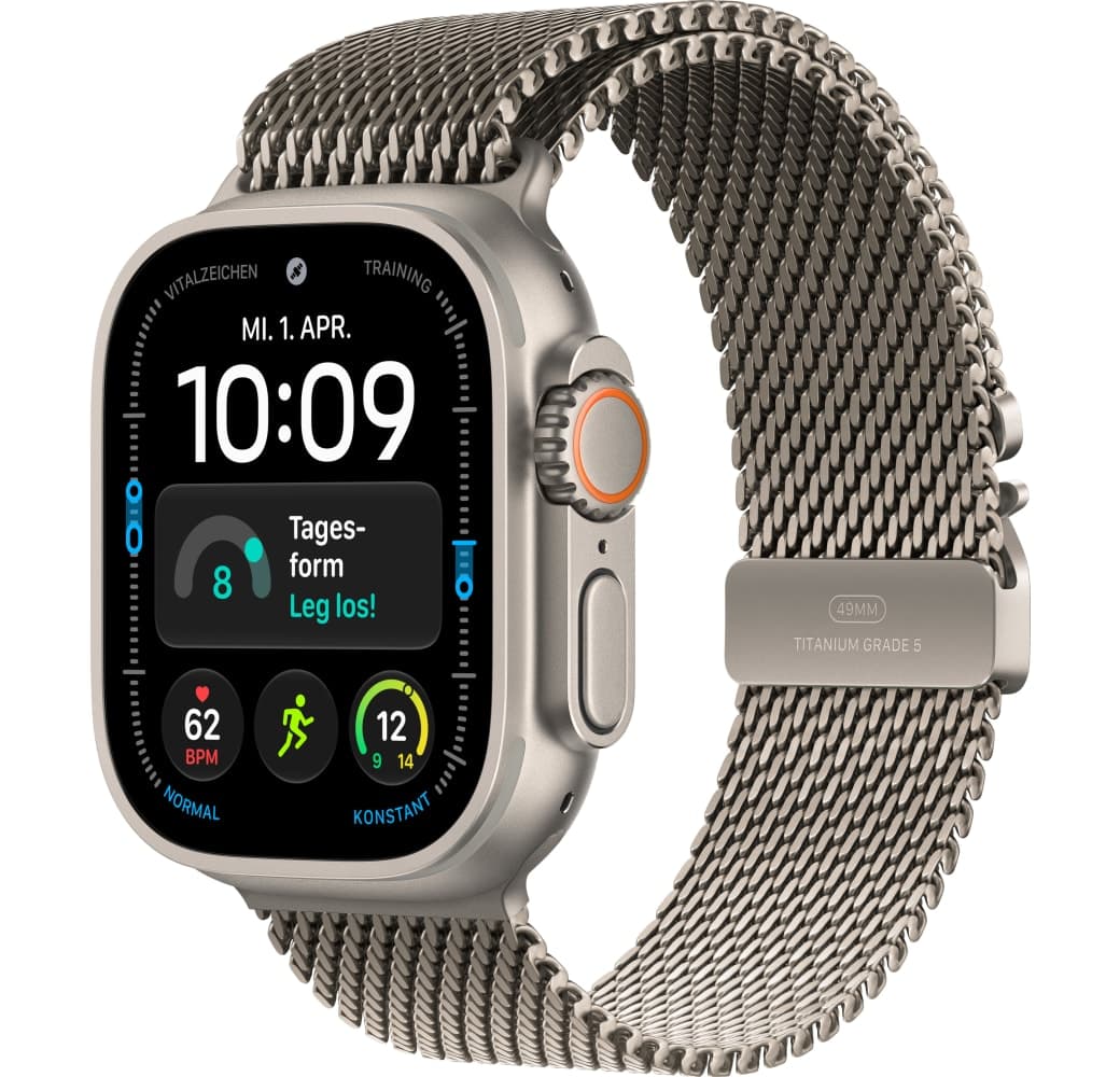 Natürlich Apple Ultra 4 GPS + Cellular, Titangehäuse, Milanaise-Armband M, 49 mm.1