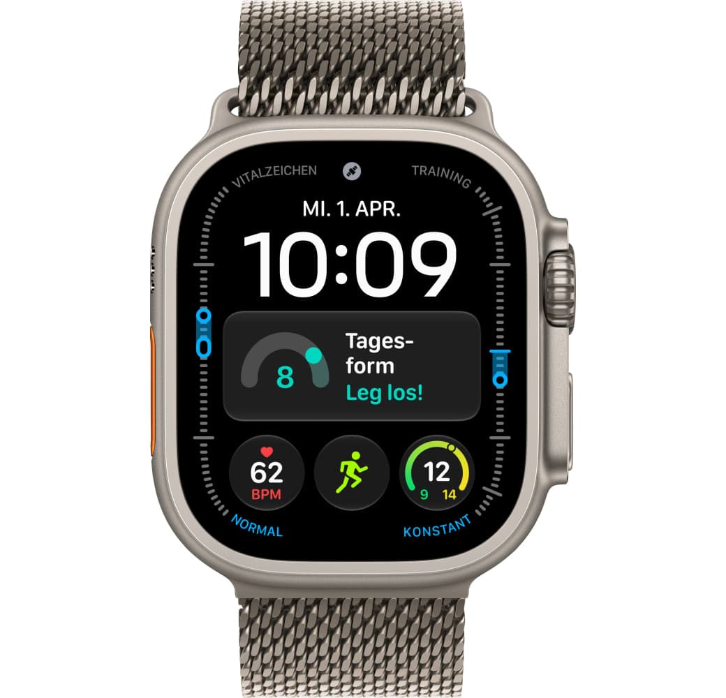 Natürlich Apple Ultra 4 GPS + Cellular, Titangehäuse, Milanaise-Armband M, 49 mm.2