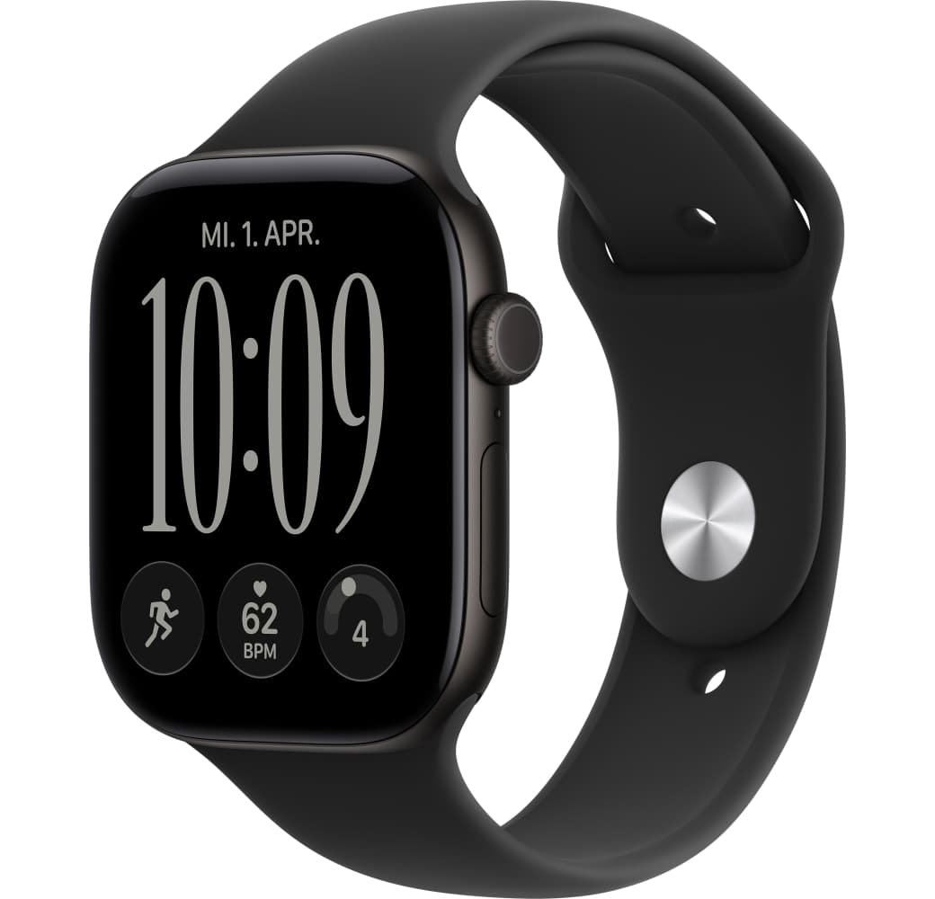 Schwarz Apple Series 12 GPS, Aluminiumgehäuse, Sportarmband M/L, 46 mm.1