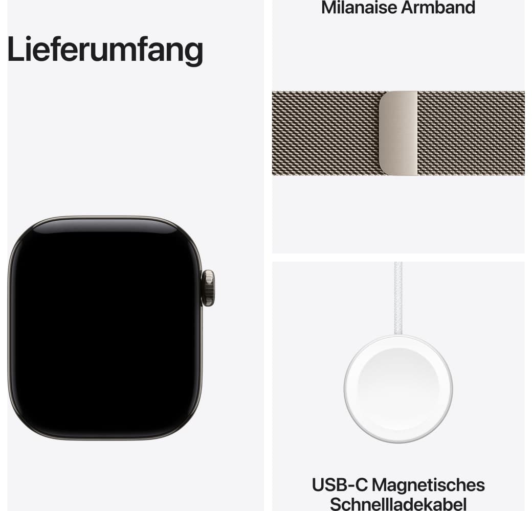 Natürlich Apple Series 12 GPS + Cellular, Titangehäuse, Milanaise-Armband, 42 mm.3