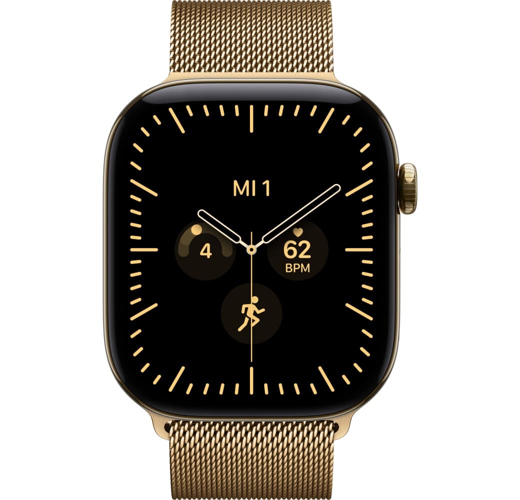 Strahlendes Gold Apple Series 12 GPS + Cellular, Titangehäuse, Milanaise-Armband S/M, 46 mm.2