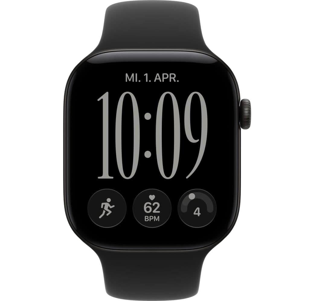 Schwarz Apple Series 12 GPS + Cellular, Aluminiumgehäuse, Sportarmband M/L, 46 mm.2