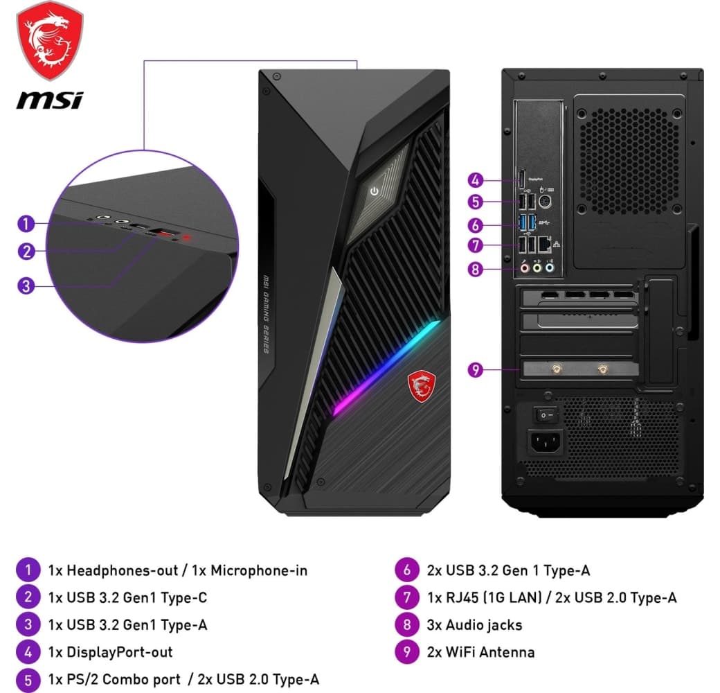 Schwarz MSI MAG Infinite S3 14NVL5-2814DE Desktop-PC - Intel® Core™ i5-14400F0 - 16 GB - 1 TB SSD - NVIDIA® GeForce® RTX™ 5060.3