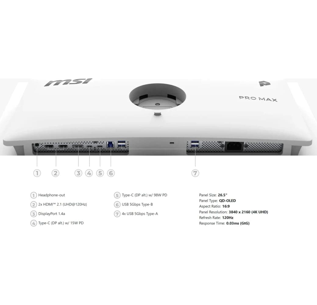 Weiß MSI PRO MAX 271UPXW12G Monitor – 27 Zoll – 4K UHD (3840 x 2160) – PROMAX271UPXW12G.6