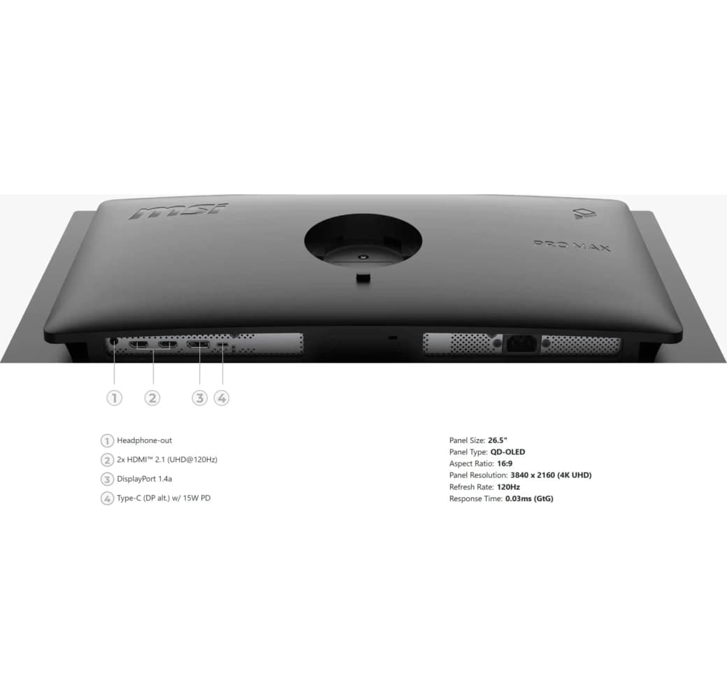 Schwarz MSI PRO MAX 271UPX12G Monitor – 27 Zoll – 4K UHD (3840 x 2160) – PROMAX271UPX12G.10